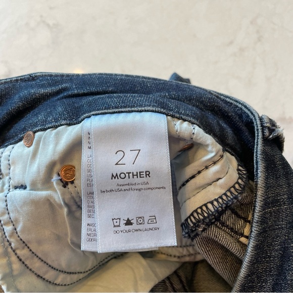 Mother 💙 High Waisted Looker Skinny Jean Here Kitty Kitty Glitter Racer Size 27 - Picture 9 of 11